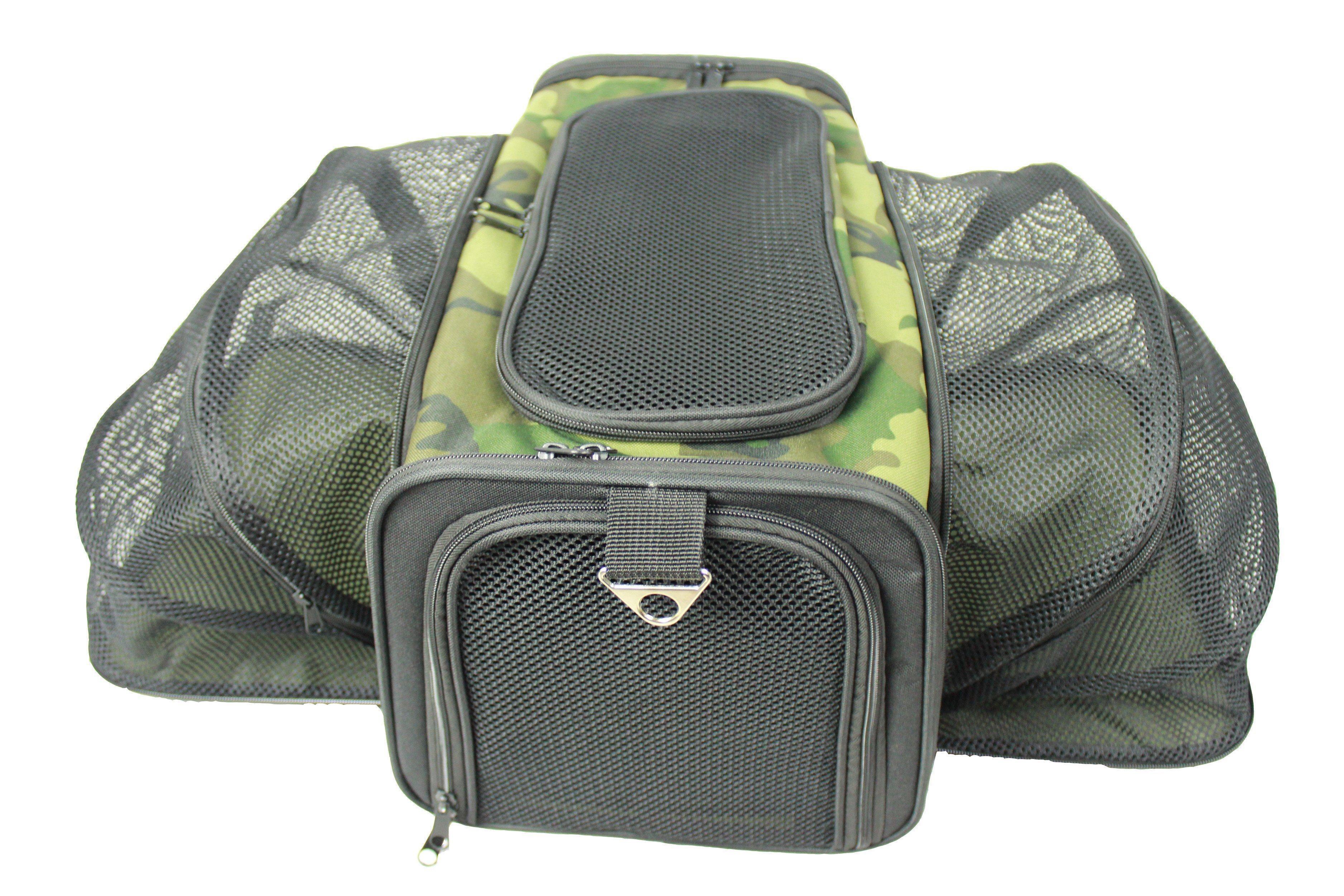 Pet Life ® 'Roomeo' Airline Approved Dual Expandable and Folding Collapsible Fashion Travel Pet Dog Carrier Crate Camouflage 