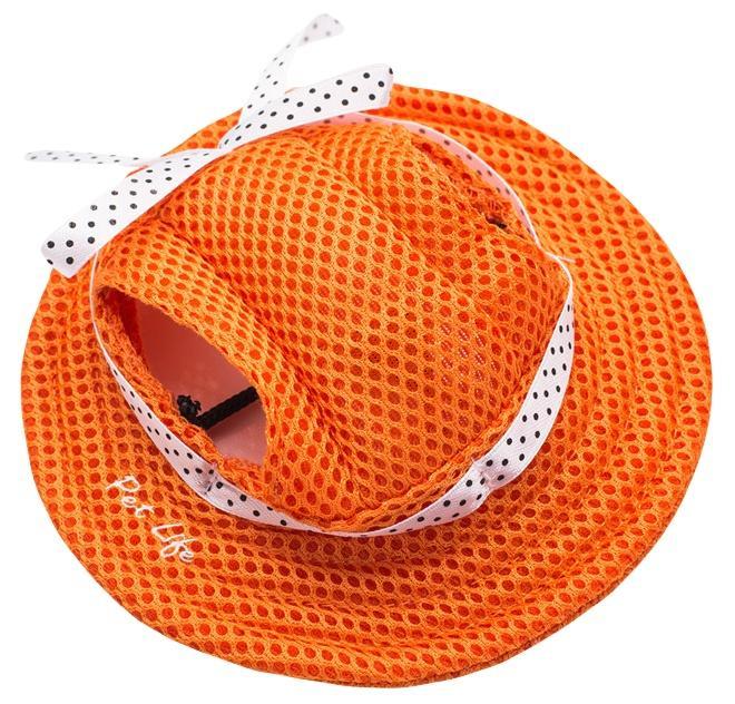 Pet Life ®  'Sea Spot Sun' UV Protectant Adjustable Fashion Mesh Brimmed Dog Hat Cap Medium Orange