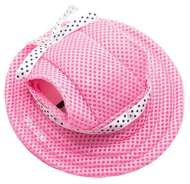Pet Life ®  'Sea Spot Sun' UV Protectant Adjustable Fashion Mesh Brimmed Dog Hat Cap Medium Pink