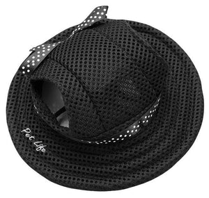 Pet Life 'Sea Spot Sun' UV Protectant Adjustable Fashion Mesh Brimmed Dog Hat Cap - Black - Large