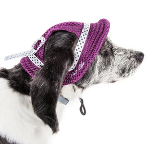 Pet Life ®  'Sea Spot Sun' UV Protectant Adjustable Fashion Mesh Brimmed Dog Hat Cap