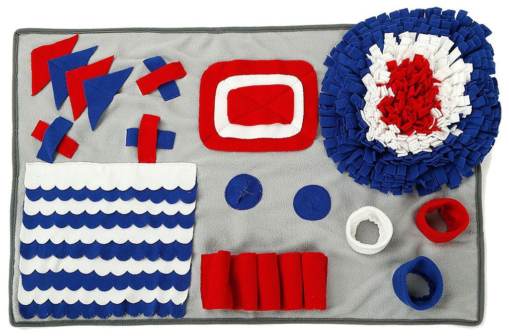Pet Life ® 'Sniffer Snack' Interactive Feeding Pet Snuffle Mat Gray, Red, Blue 