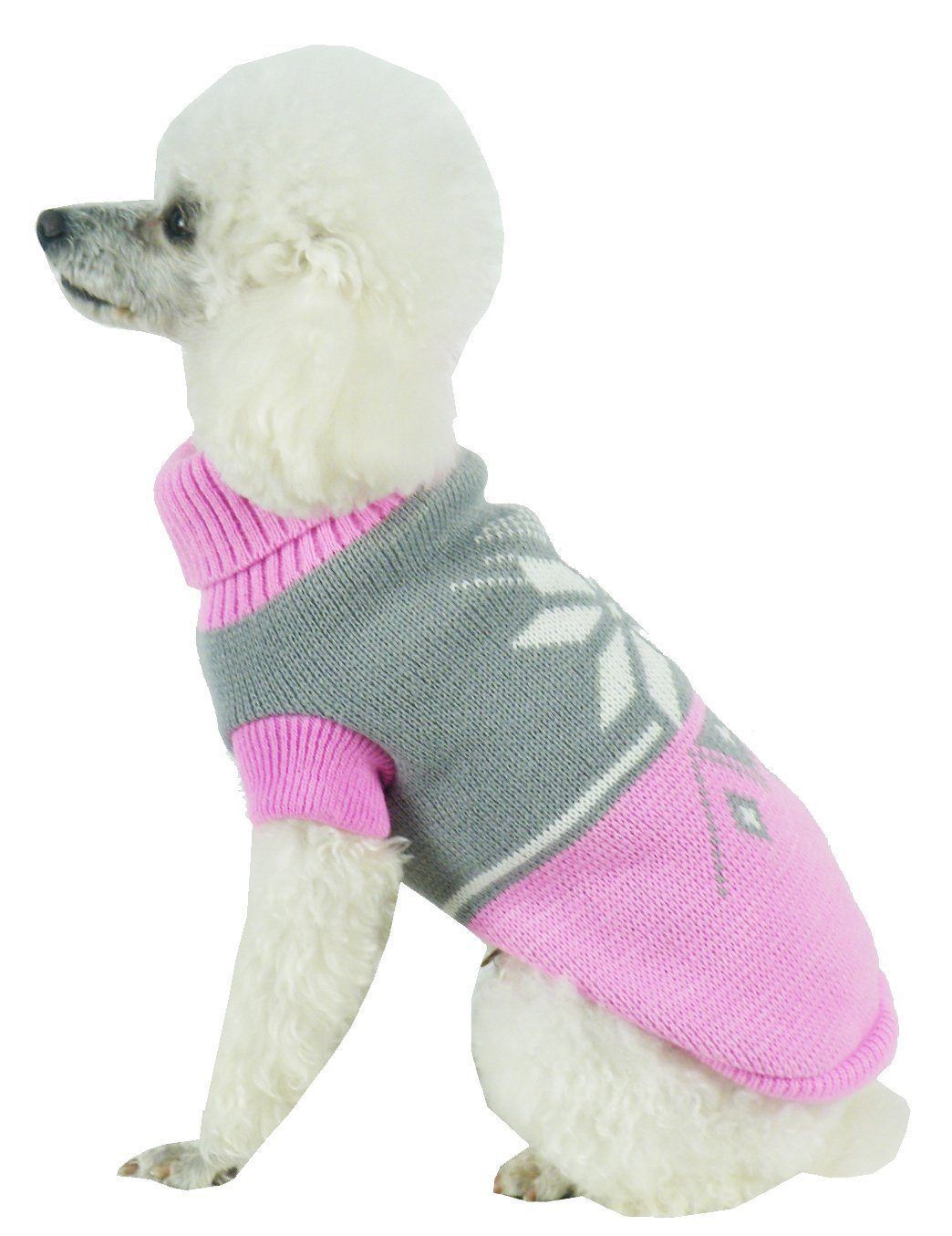 Pet Life ® Snow Flake Cable-Knitted Ribbed Fashion Turtle Neck Dog Sweater  