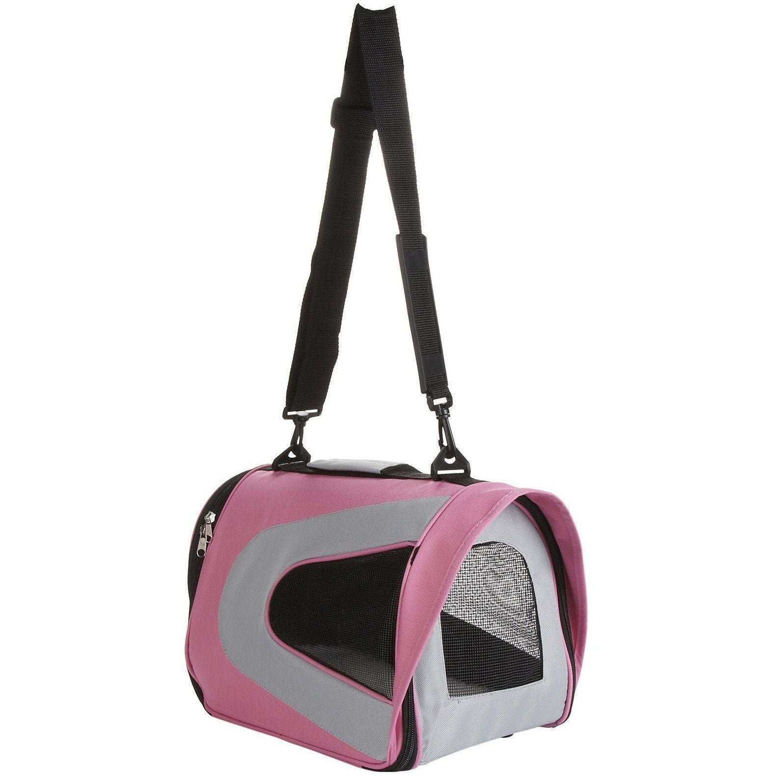 Pet Life ® Sporty Mesh Airline Approved Zippered Folding Collapsible Travel Pet Dog Carrier  