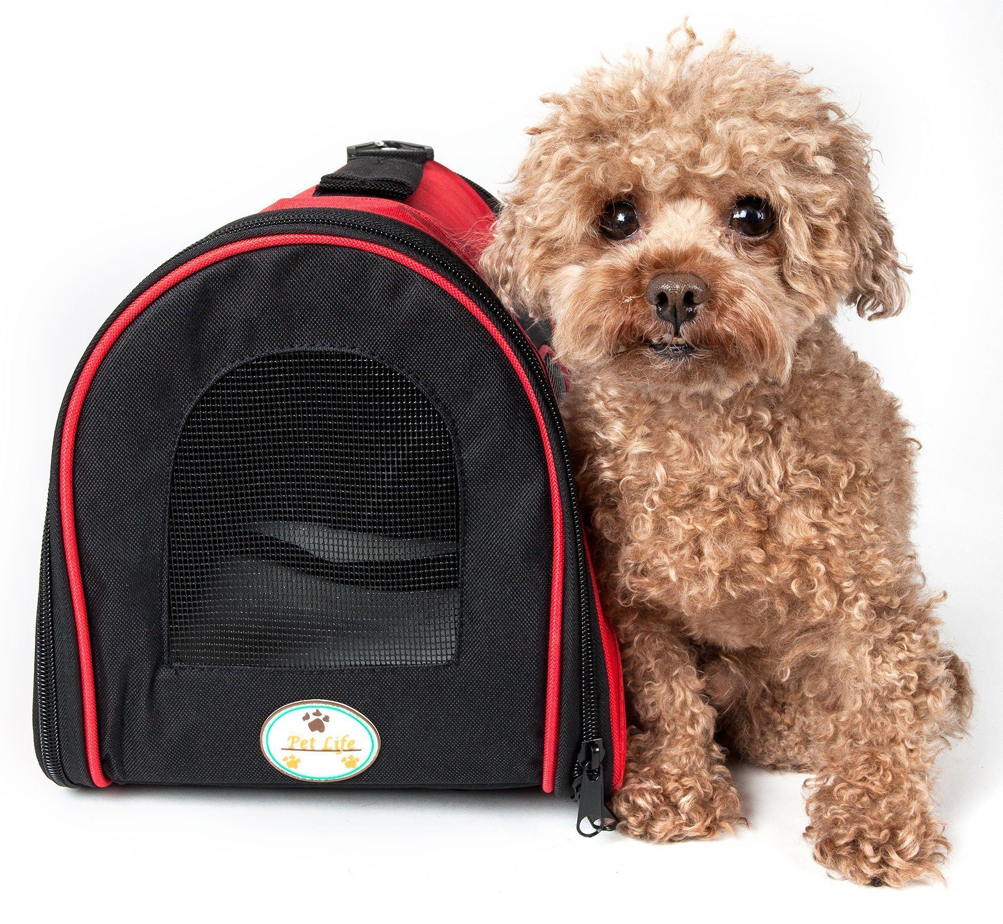 Pet Life ® Sporty Mesh Airline Approved Zippered Folding Collapsible Travel Pet Dog Carrier  