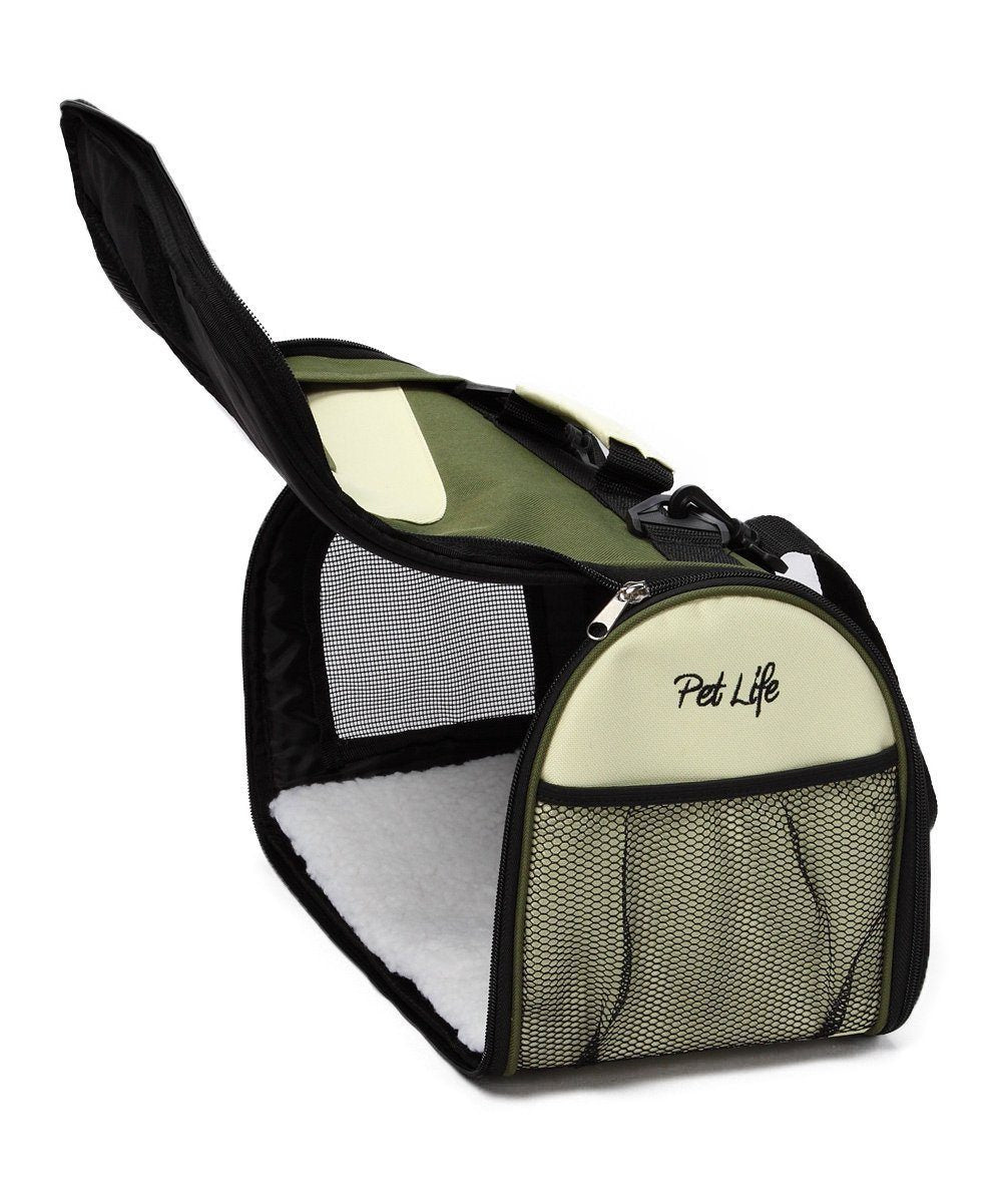 Pet Life ® Sporty Mesh Airline Approved Zippered Folding Collapsible Travel Pet Dog Carrier  