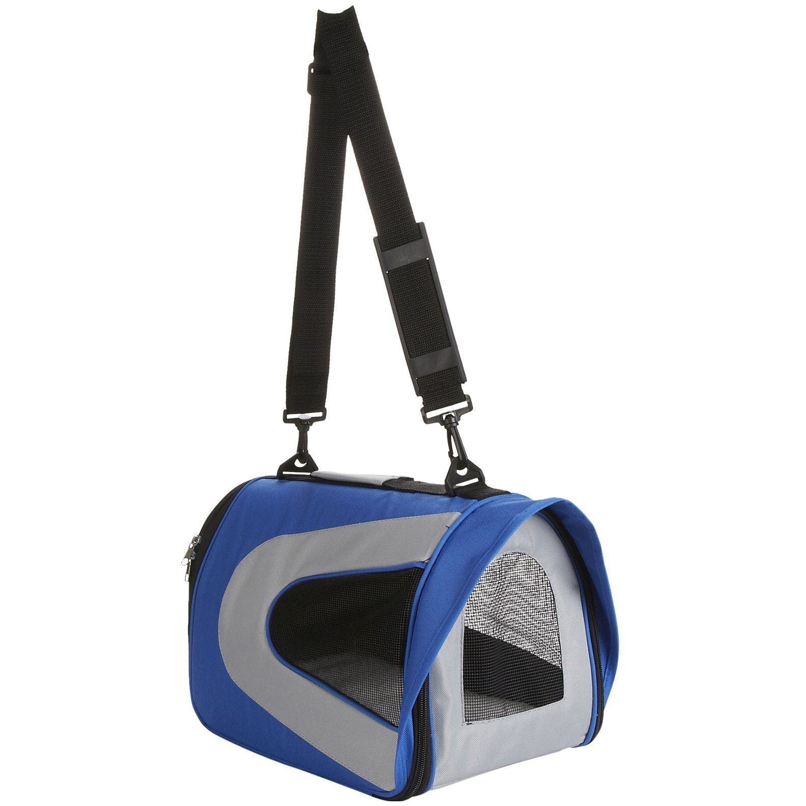 Pet Life ® Sporty Mesh Airline Approved Zippered Folding Collapsible Travel Pet Dog Carrier  