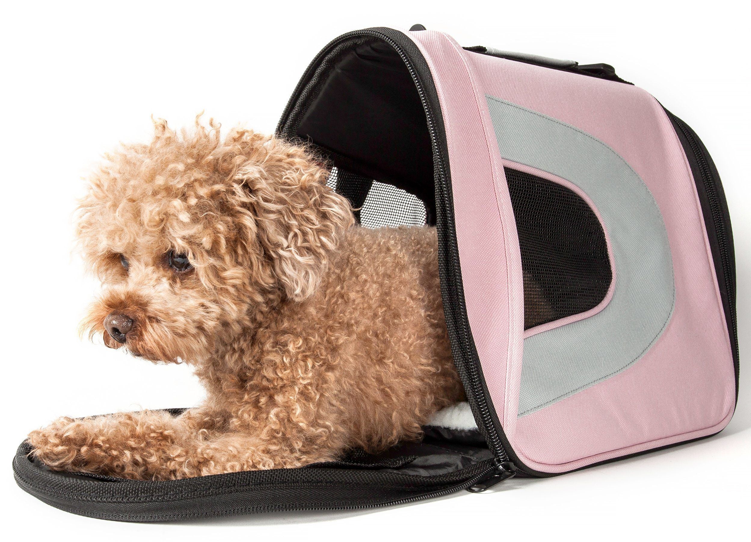 Pet Life ® Sporty Mesh Airline Approved Zippered Folding Collapsible Travel Pet Dog Carrier  