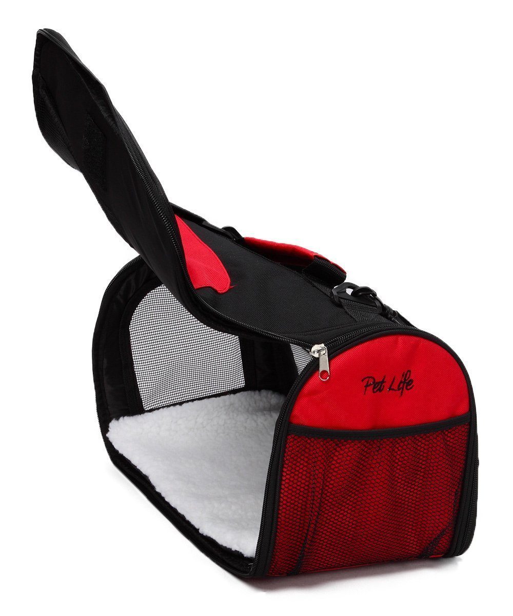 Pet Life ® Sporty Mesh Airline Approved Zippered Folding Collapsible Travel Pet Dog Carrier  