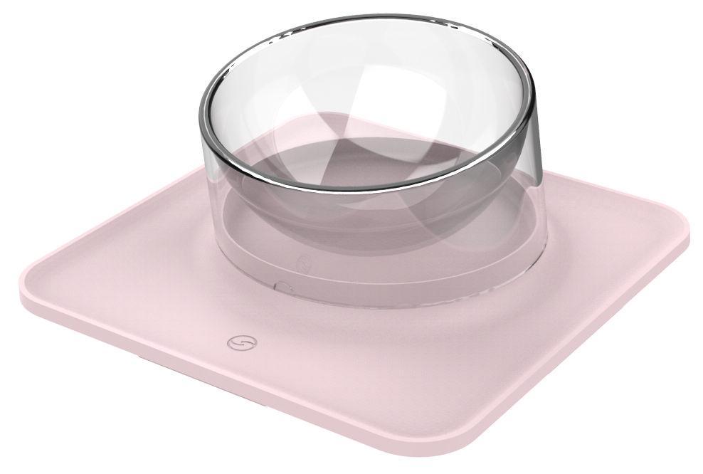 Pet Life ® 'Surface' Anti-Skid and Anti-Spill Curved and Clear Removable Pet Bowl Pink 