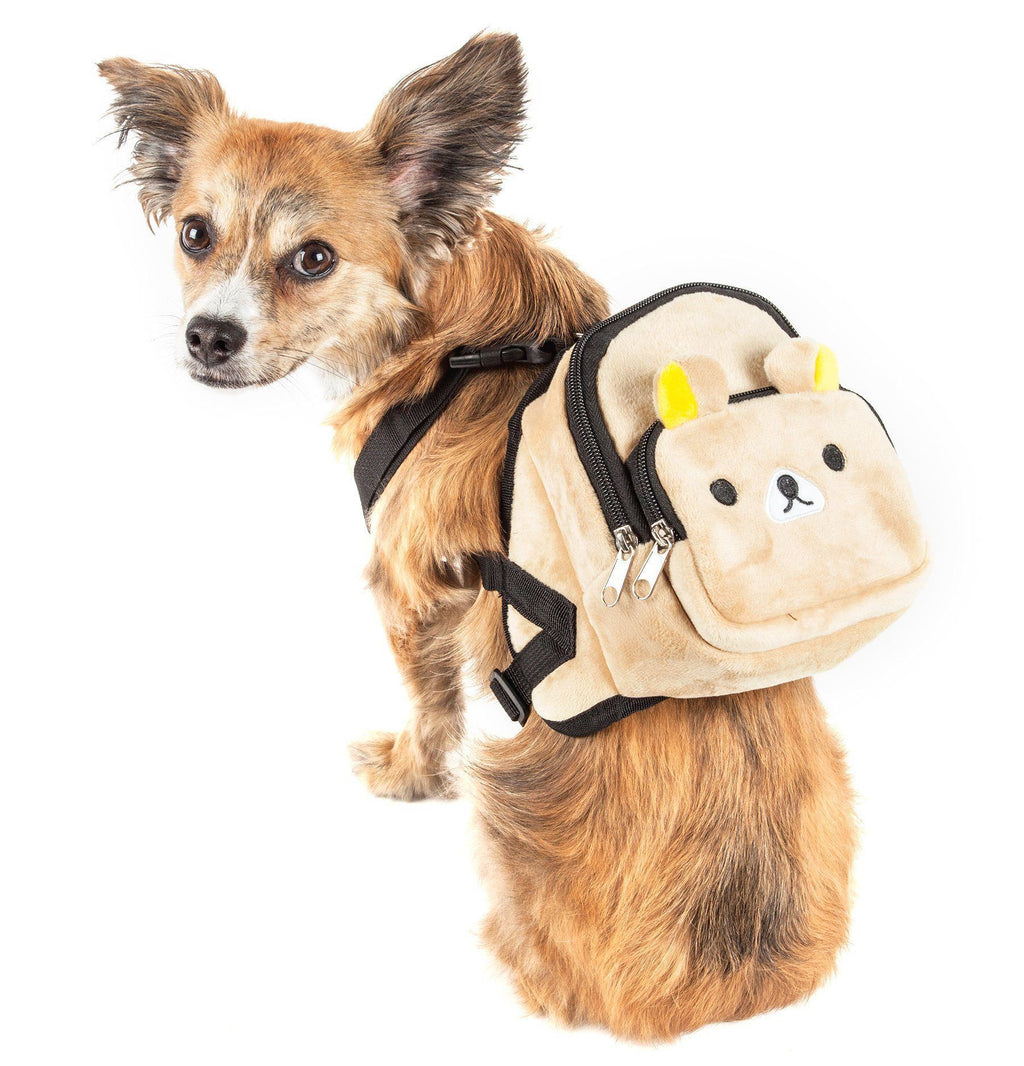 Pet Life ® 'Teddy Tails' Dual-Pocketed Animated Fashion Dog Harness Backpack  