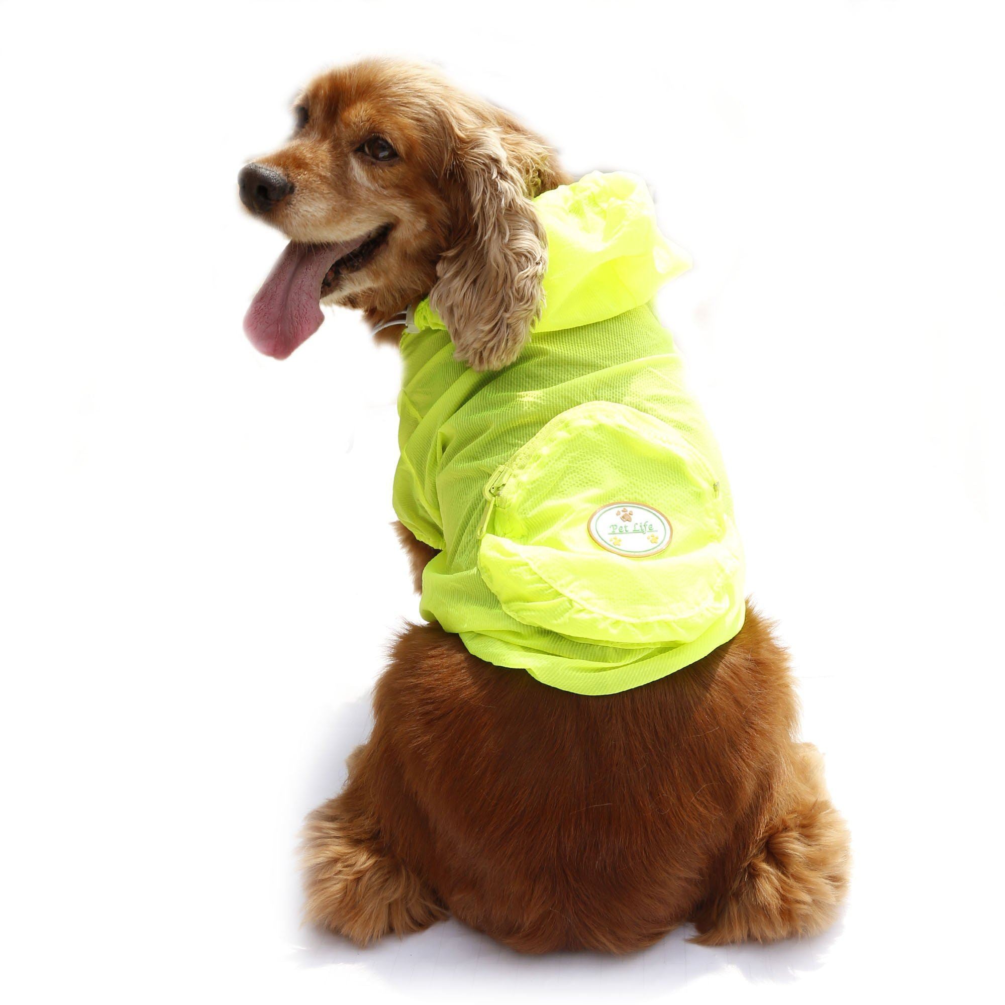 Pet Life ® 'Thunder Paw' Ultimate Waterproof Collapsible Multi-Adjustable Travel Dog Raincoat  