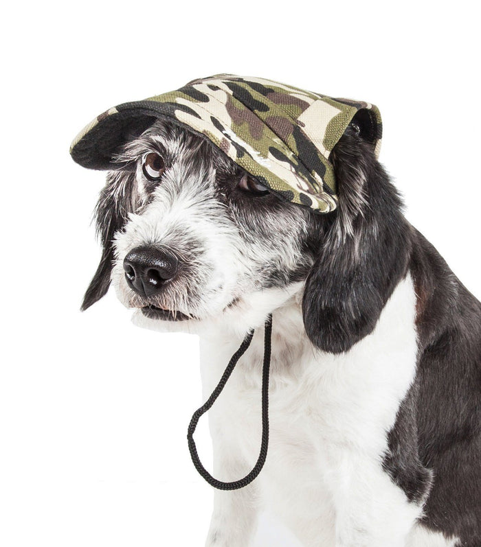 Pet Life ®  'Torrential Downfour' Camouflage UV Protectant Adjustable Fashion Dog Hat Cap