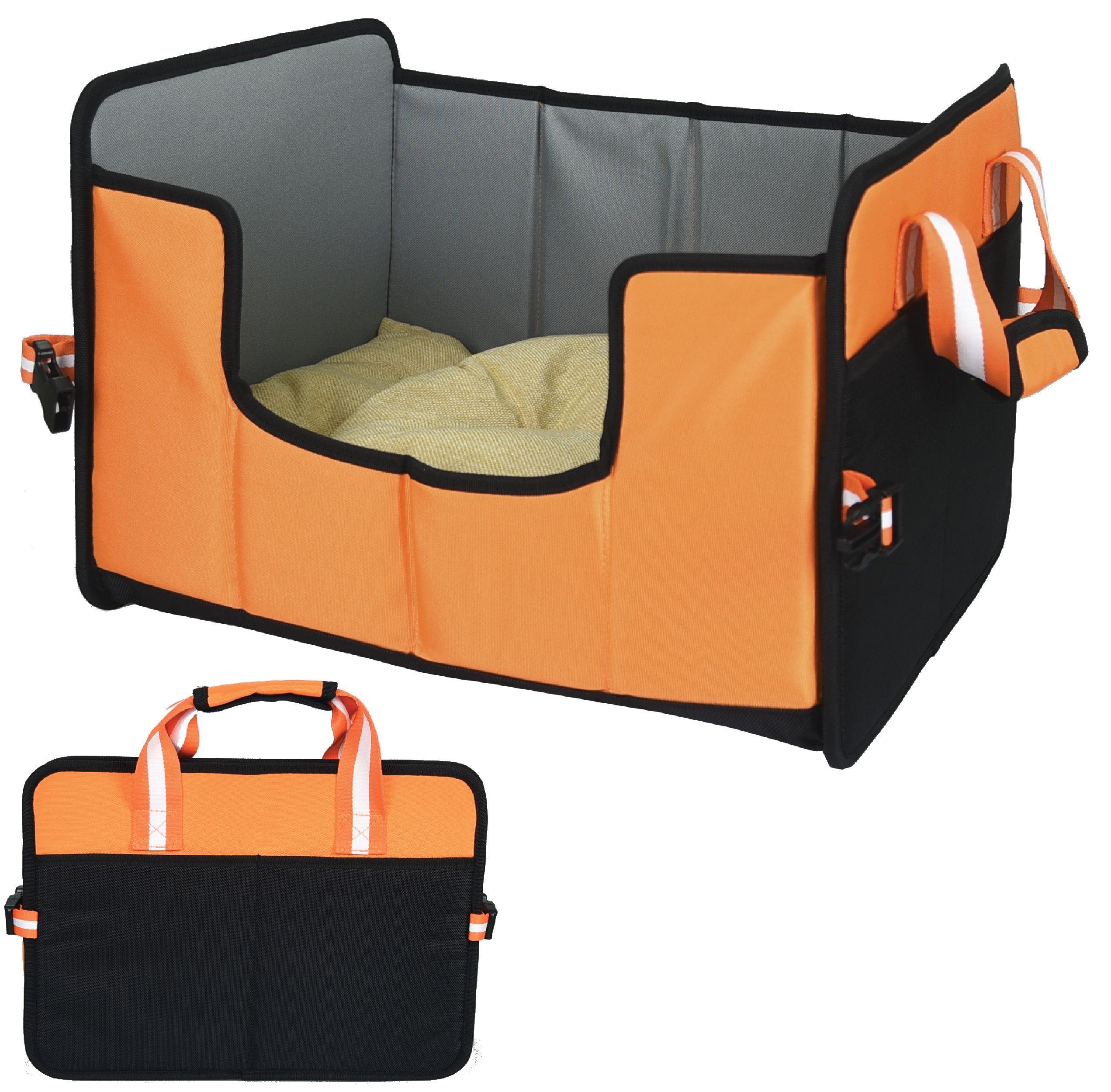 Pet Life ® 'Travel-Nest' Folding Travel Cat and Dog Bed Orange Small