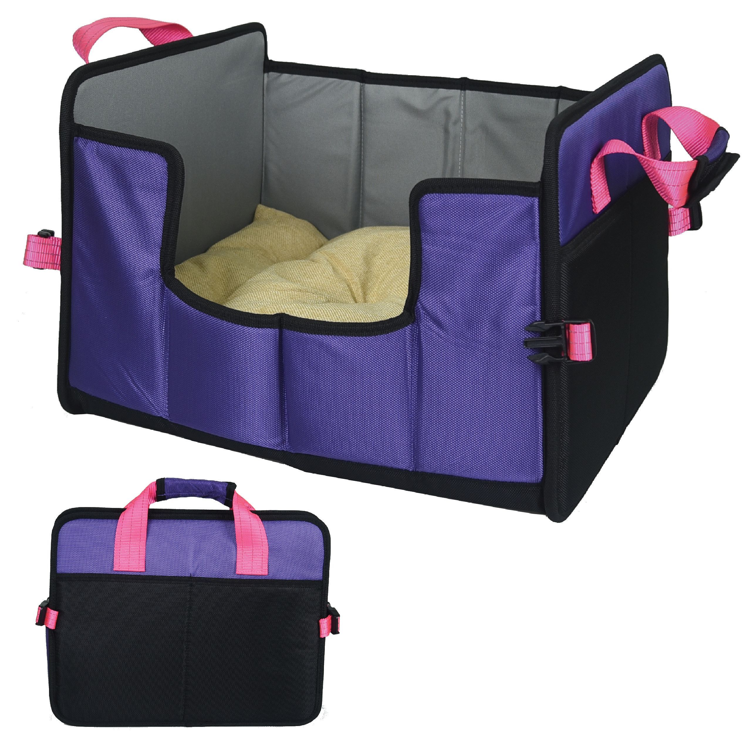 Pet Life ® 'Travel-Nest' Folding Travel Cat and Dog Bed Purple, Pink Small