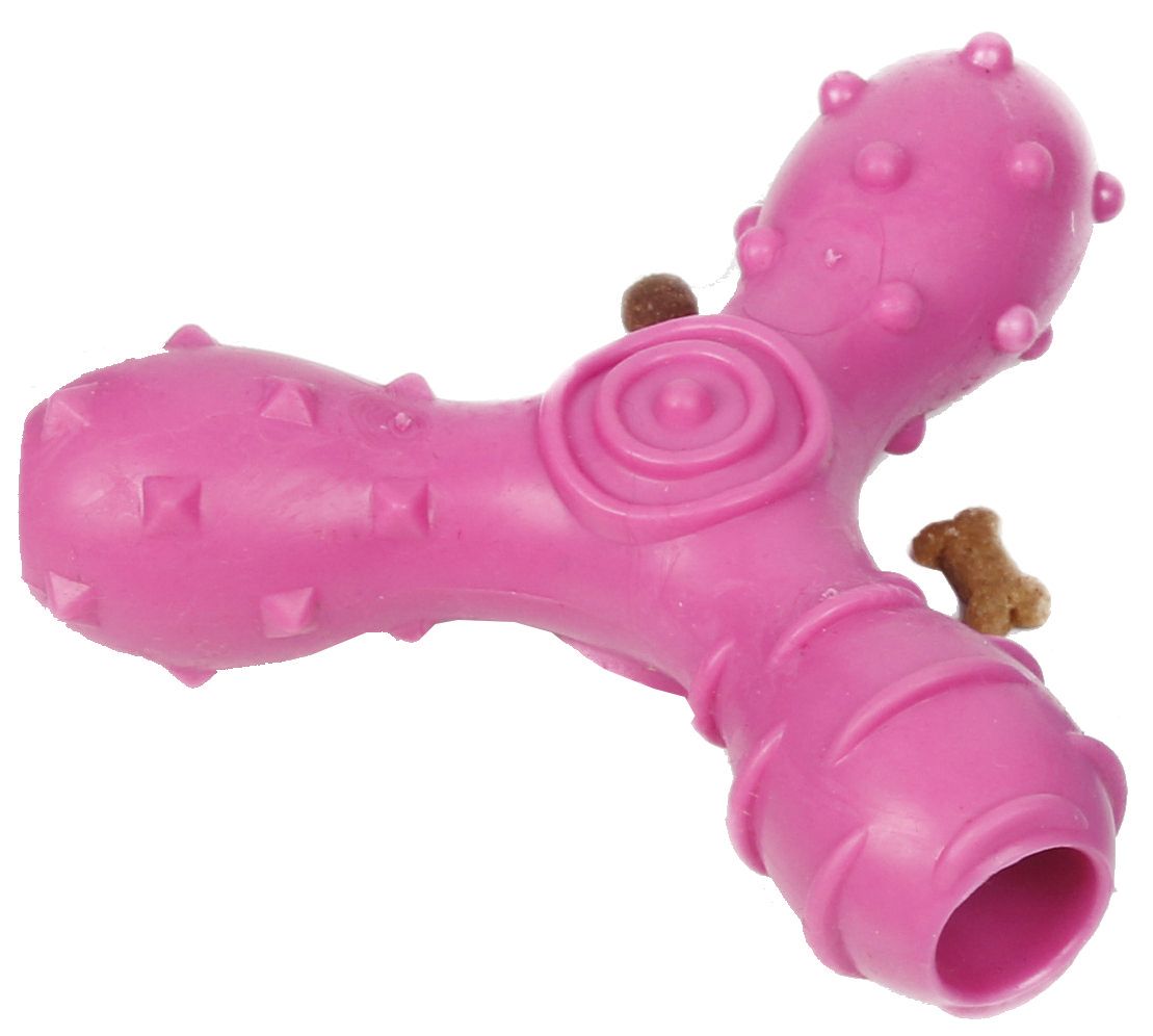 Pet Life ® 'Tri-Chew' Treat Dispensing and Chewing Interactive TPR Dog Toy Pink 