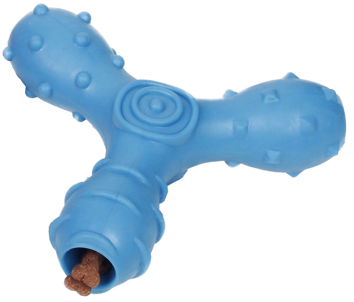 Pet Life 'Tri-Chew' Treat Dispensing and Chewing Interactive TPR Dog Toy - Blue