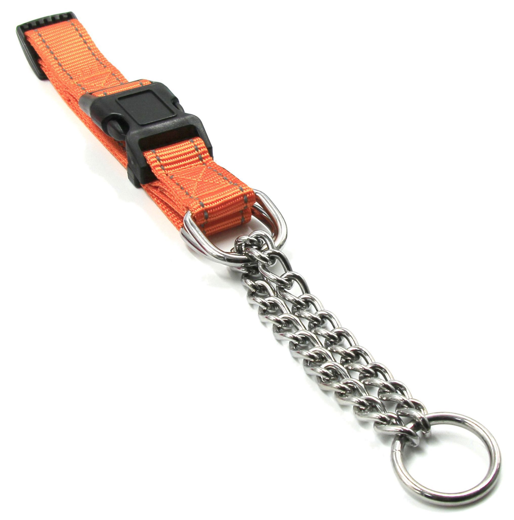 Pet Life ® 'Tutor-Sheild' Martingale Safety and Training Chain Dog Collar Orange Small