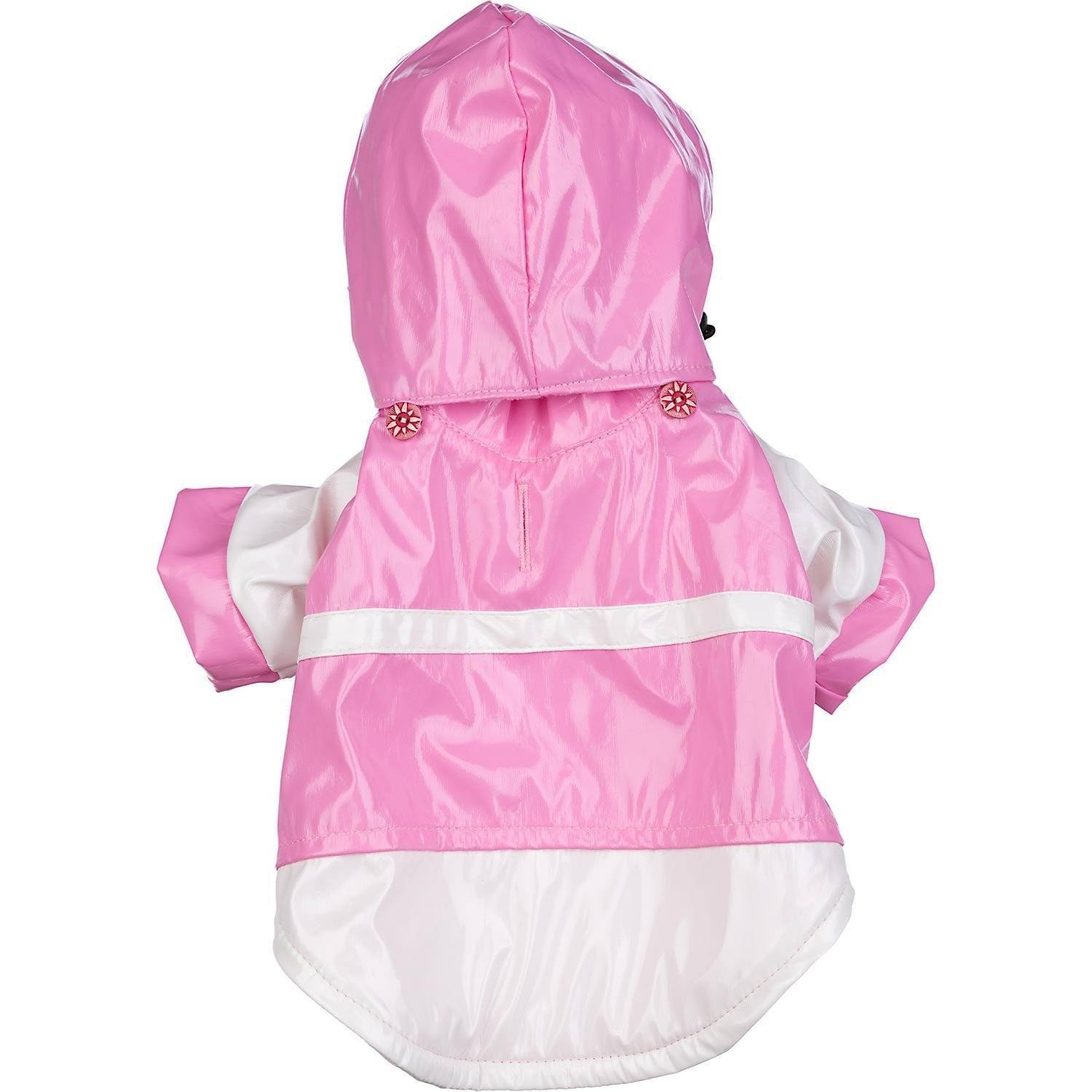 Pet Life ® 'Two-Tone' Waterproof Adjustable Dog Raincoat Jacket w/ Removable Hood X-Small 