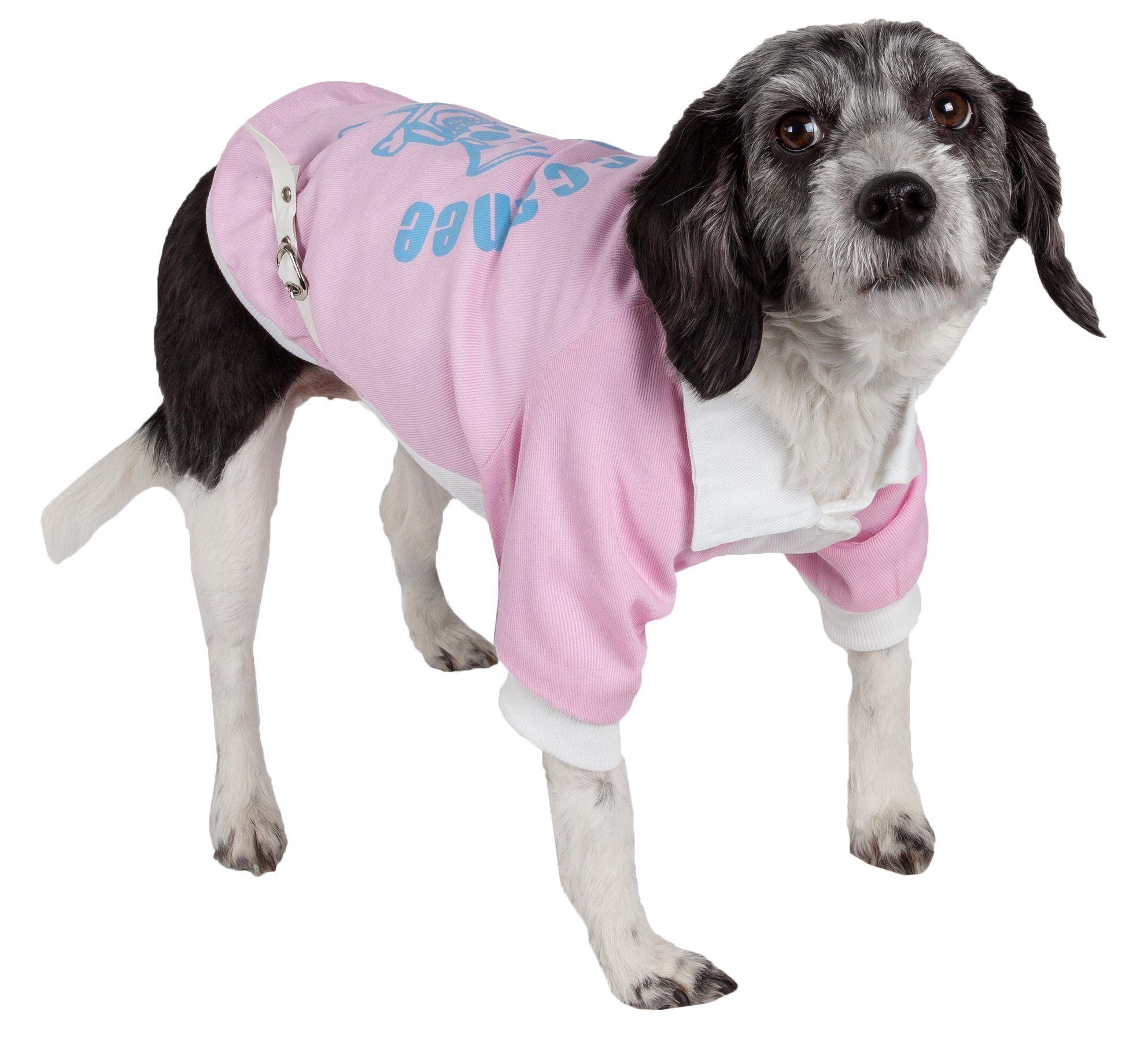 Pet Life ® 'Varsity-Barkcity' Buckled Collared Dog Coat Jacket X-Small Pink/White