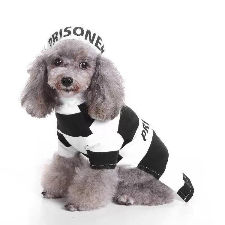 Pet Life Striped Retro Inmate Prisoner Pet Dog Costume Uniform  