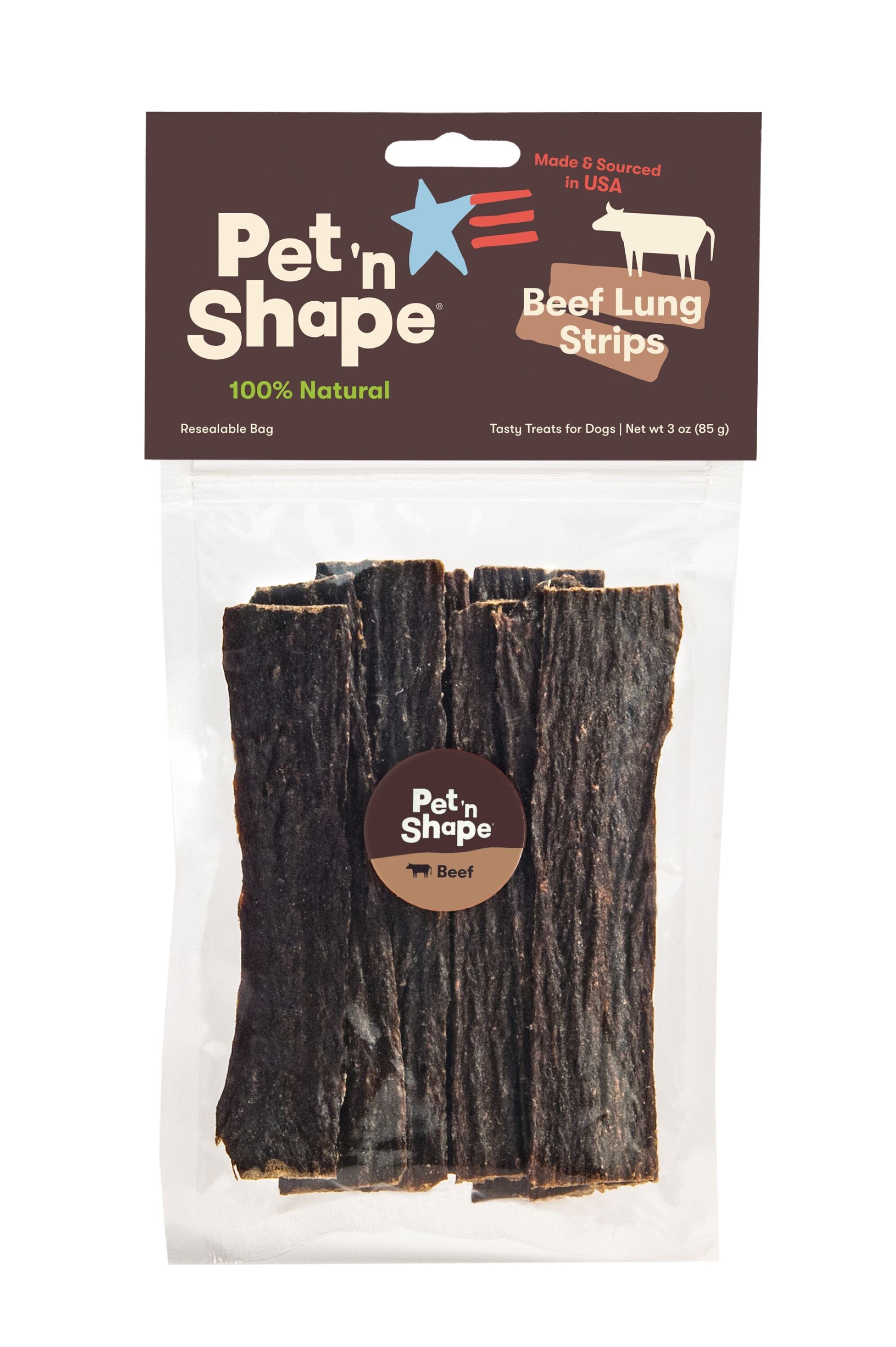 Pet 'N Shape Beef Lung Strips Dog Treat - 3 Oz  