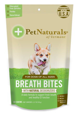 Pet Naturals of Vermont Breath Bites Dental Dog Supplements - 60 ct Pouch