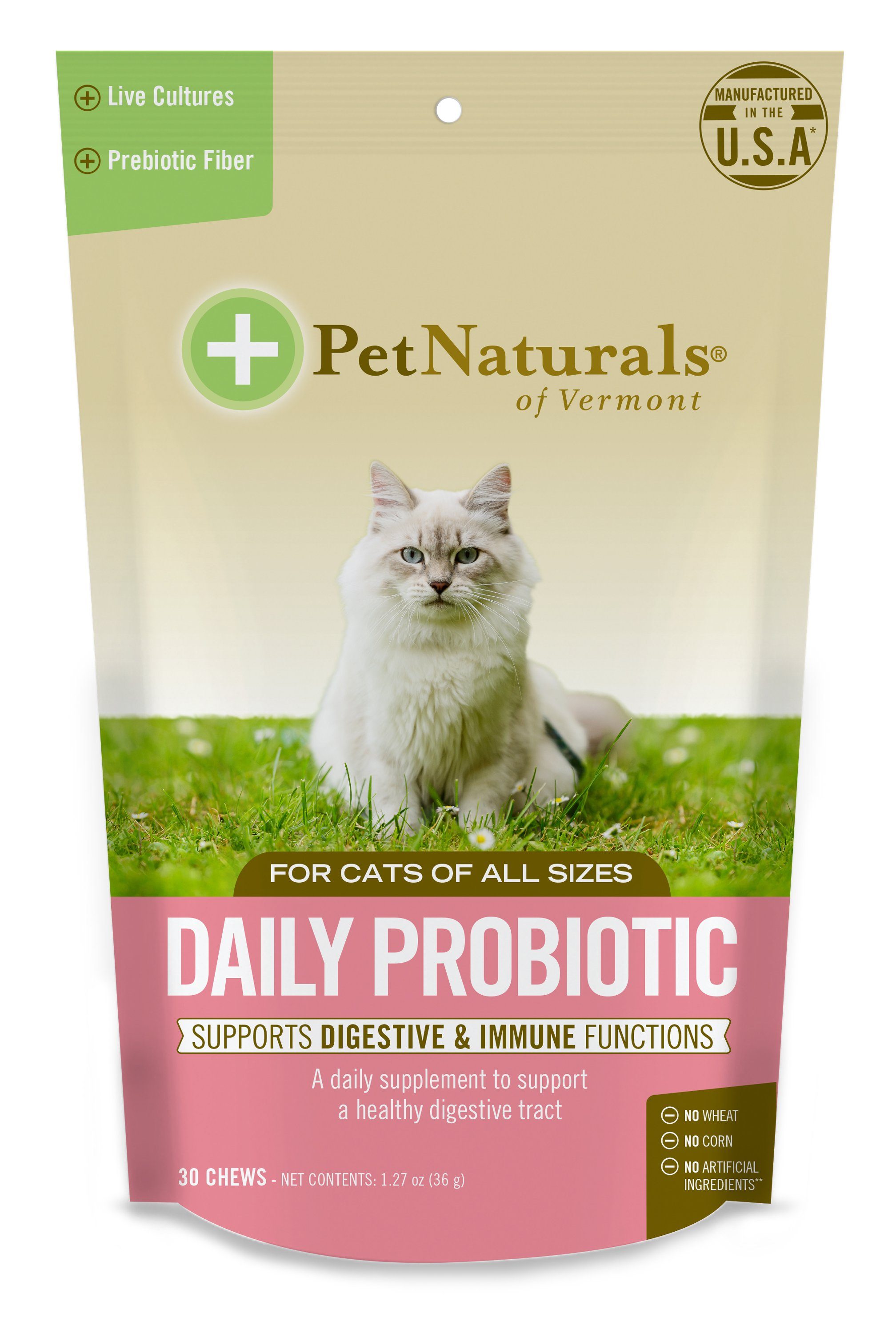 Pet Naturals of Vermont Daily Probiotic Cat Supplements - 30 Chews Pouch  