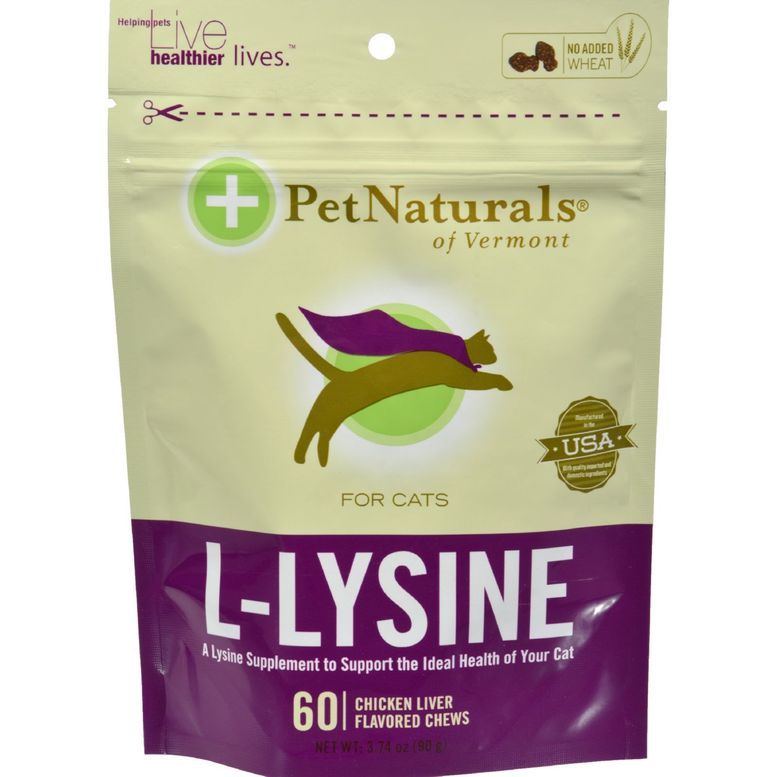 Pet Naturals of Vermont L-Lysine Supplements for Cats - 60 Chew Pouch  