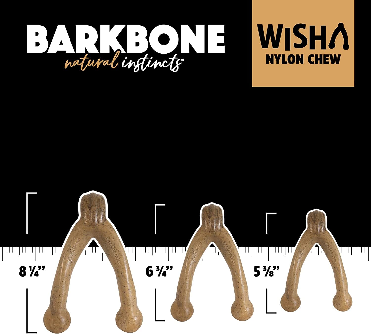 Pet Qwerks BarkBone Nylon WishBone Peanut Butter for aggressive Chewers - Large  