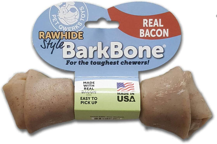 Pet Qwerks Made-in-the-USA Nylon and Bacon BarkBone Rawhide Dog Treats - Large