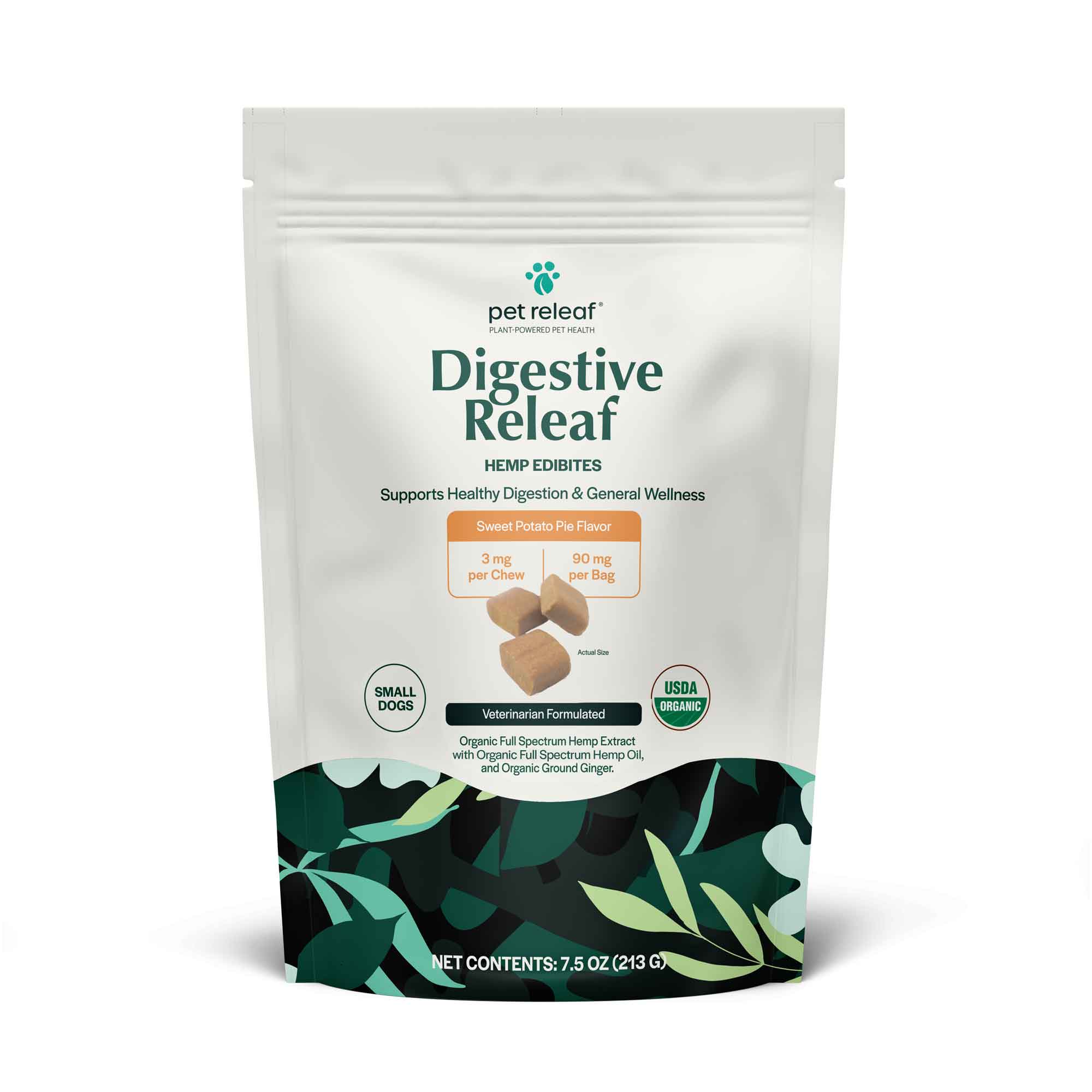 Pet Releaf Edibites Small Breed Sweet Potato Pie Digestive Health Softchew Dog Treats - 7.5 oz Bag  