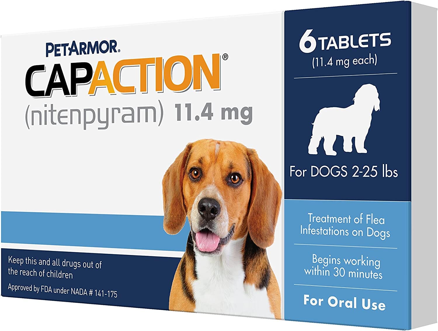 Petaction Capaction Flea and Tick Tabs Dog - 2 - 25 Lbs - 6 Pack  