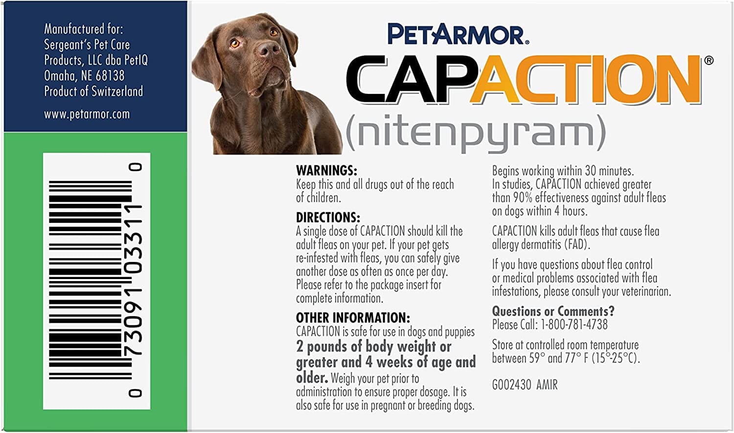 Petaction Capaction Tablets for Dogs - Under 25 Lbs - 6 Pack  