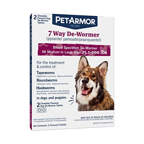 Petarmor 7 Way Chewable De-Wormer for Dogs - 25 - 200 Lbs - 2 Count  