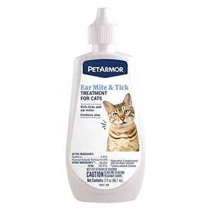 Petarmor Ear Mite & Tick Treatment for Cats - 3 Oz