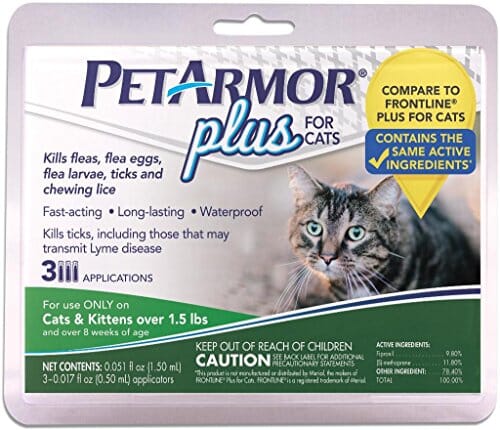 Petarmor Plus Topical Flea and Tick for Cats - Under 1.5 Lbs - 3 Pack  