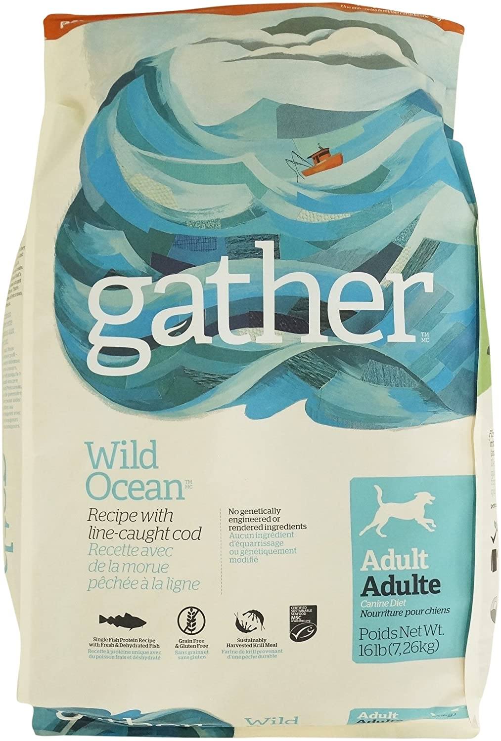 Petcurean Gather Wild Ocean Fish Dry Dog Food - 16 lb Bag  