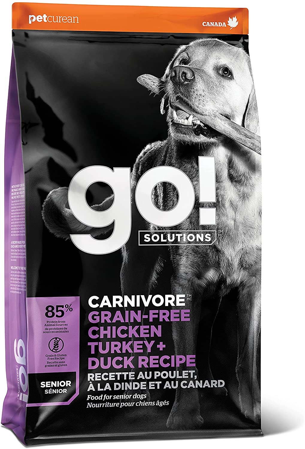 Petcurean GO! Carnivore Grain-Free Chicken, Turkey & Duck Adult Dry Dog Food - 22 lb Bag  