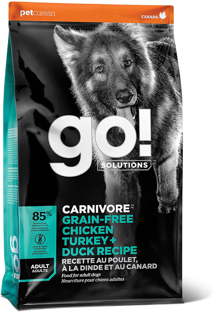 Petcurean GO! Carnivore Grain-Free Chicken, Turkey & Duck Adult Dry Dog Food - 3.5 lb Bag