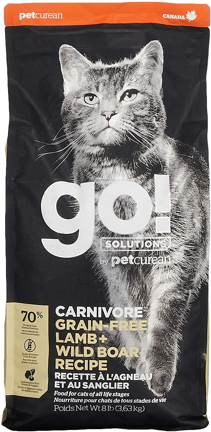 Petcurean GO! Carnivore Grain-Free Lamb & Wild Boar Cat Dry Cat Food - 8 lb Bag  