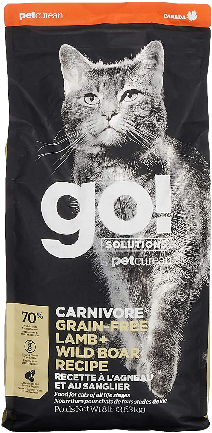 Petcurean GO! Carnivore Grain-Free Lamb & Wild Boar Cat Dry Cat Food - 8 lb Bag