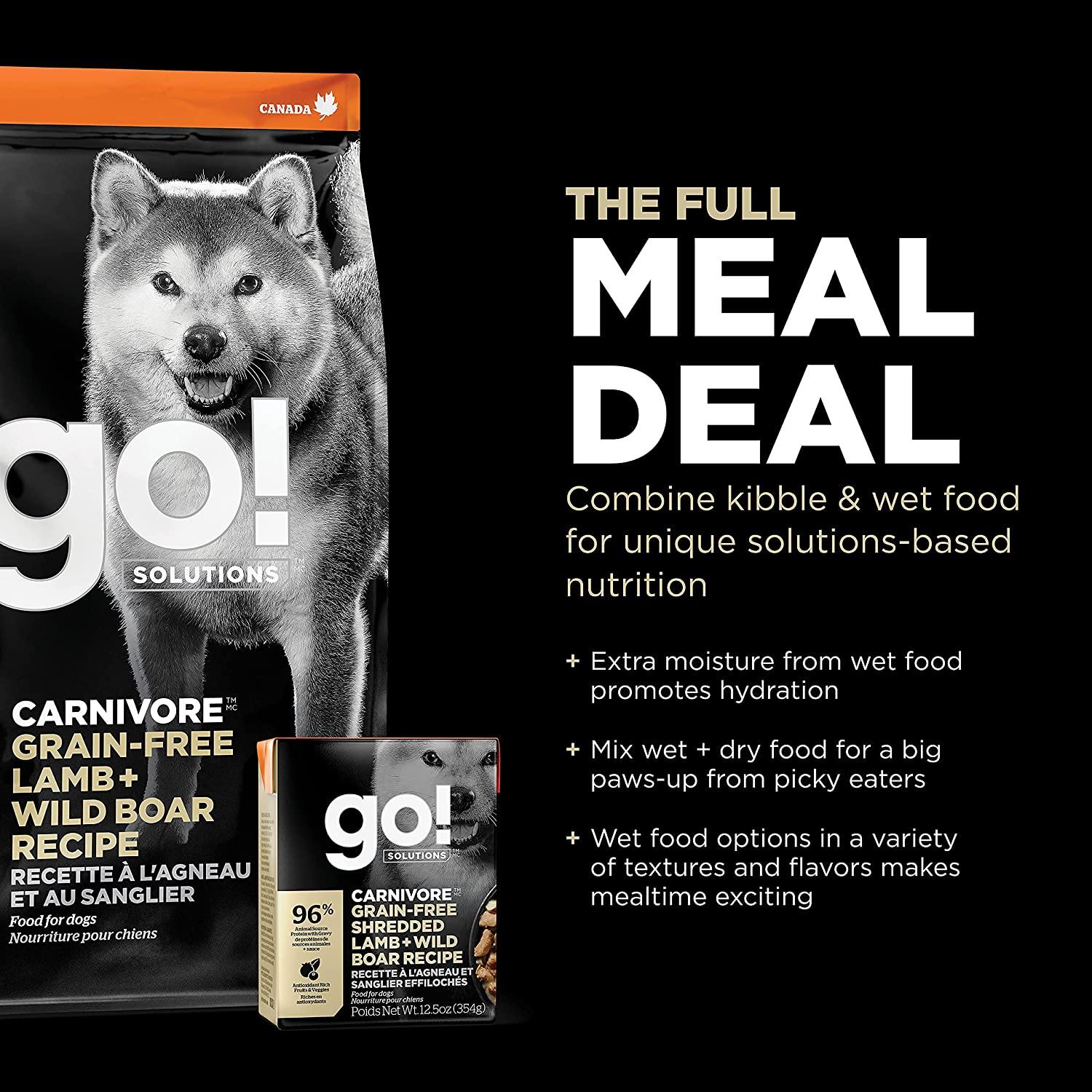 Petcurean GO! Carnivore Grain-Free Lamb & Wild Boar Dry Dog Food - 3.5 lb Bag  