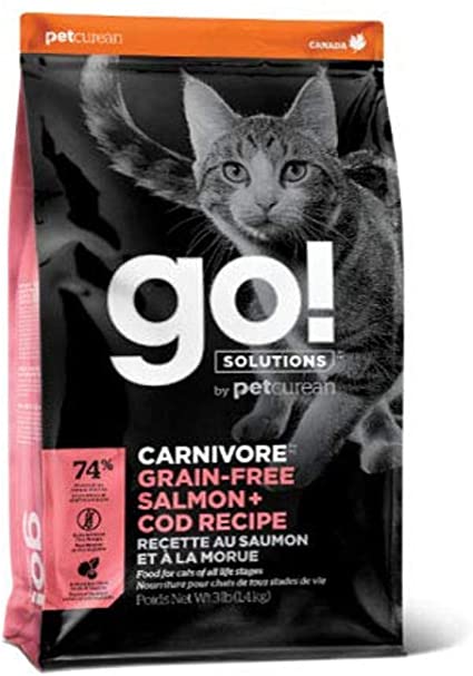 Petcurean GO! Carnivore Grain-Free Salmon & Cod Cat Dry Cat Food - 3 lb Bag