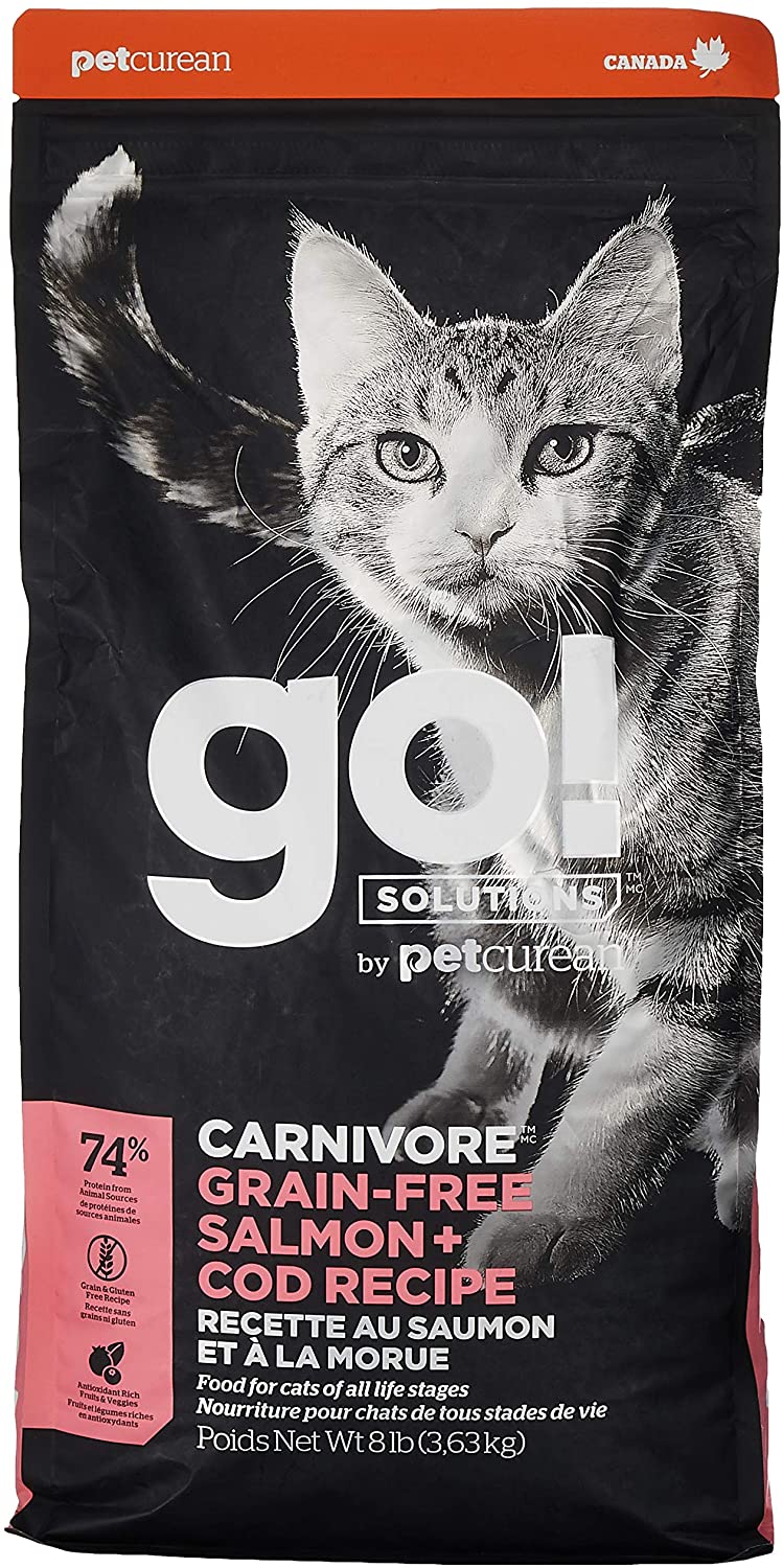 Petcurean GO! Carnivore Grain-Free Salmon & Cod Cat Dry Cat Food - 8 lb Bag  