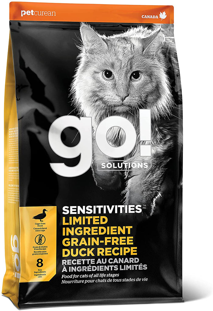 Petcurean GO! Sensitivities LID Grain-Free Duck Recipe Dry Cat Food - 16 lb Bag