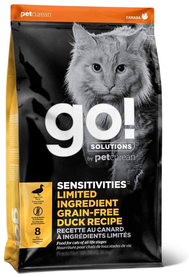 Petcurean GO! Sensitivities LID Grain-Free Duck Recipe Dry Cat Food - 8 lb Bag  