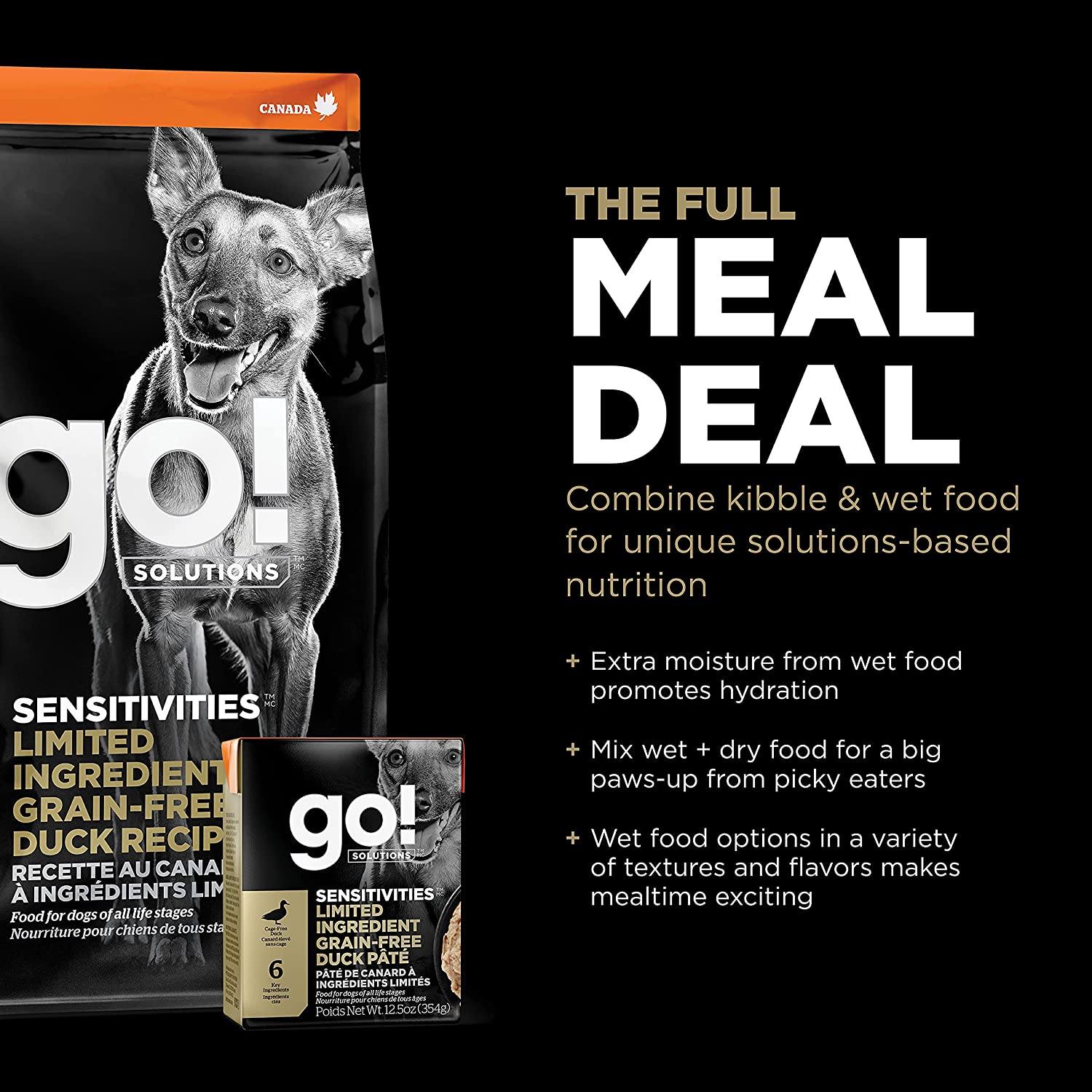 Petcurean GO! Sensitivities LID Grain-Free Duck Recipe Dry Dog Food - 12 lb Bag  