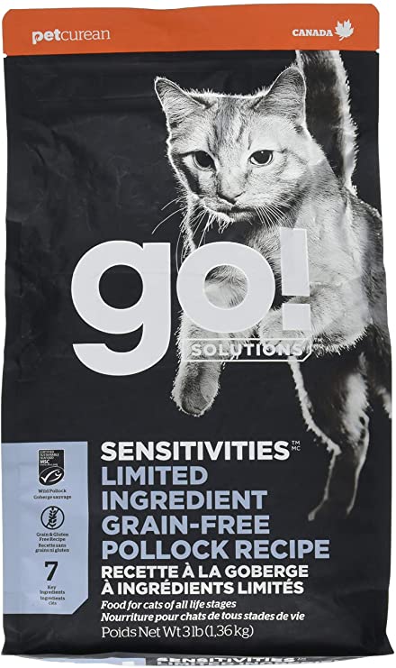 Petcurean GO! Sensitivities LID Grain-Free Pollock Recipe Dry Cat Food - 3 lb Bag