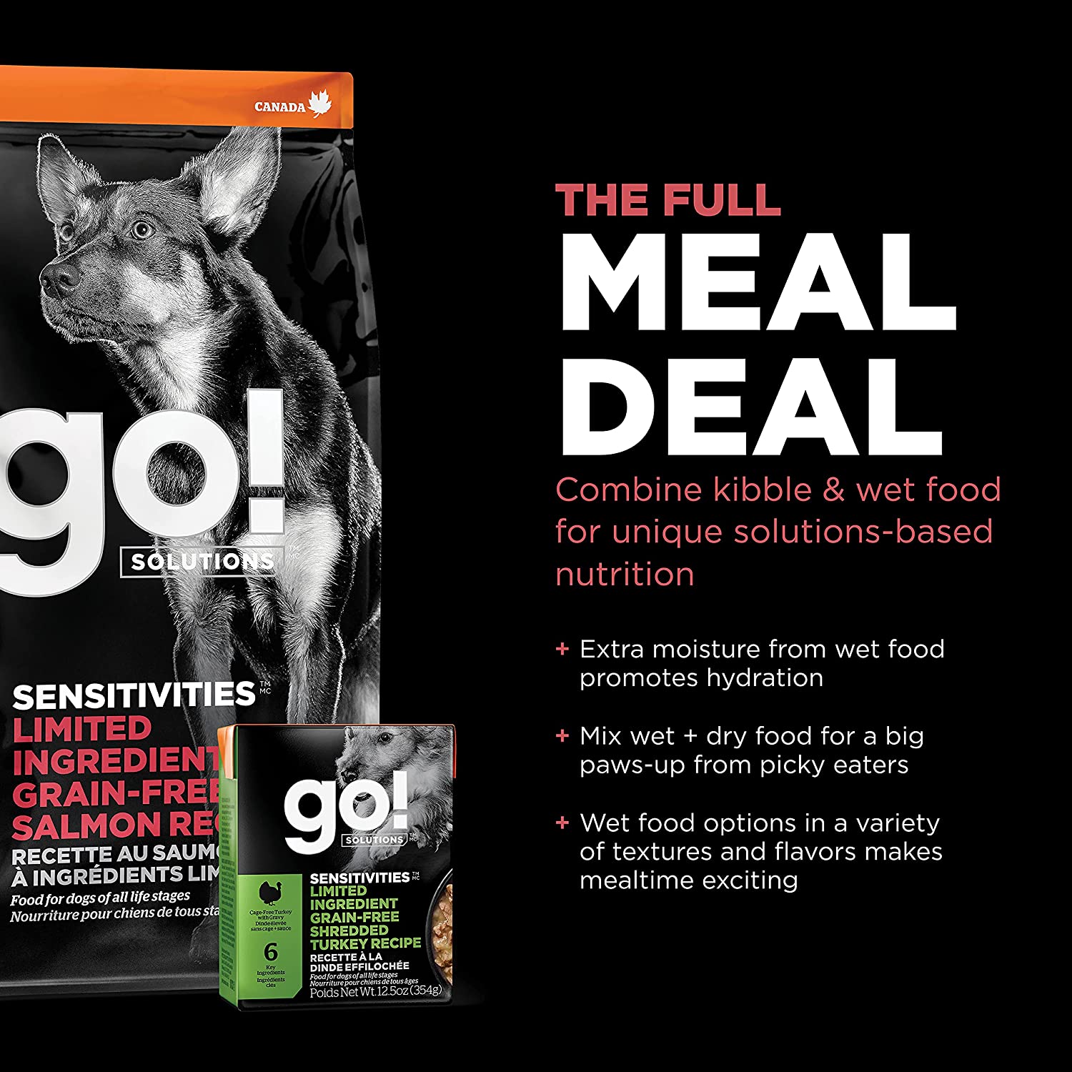 Petcurean GO! Sensitivities LID Grain-Free Salmon Recipe Dry Dog Food - 12 lb Bag  